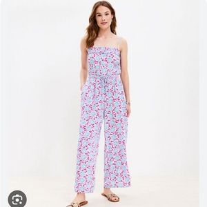 NWT Loft Bloom Smocked Strappy Jumpsuit SZ Large